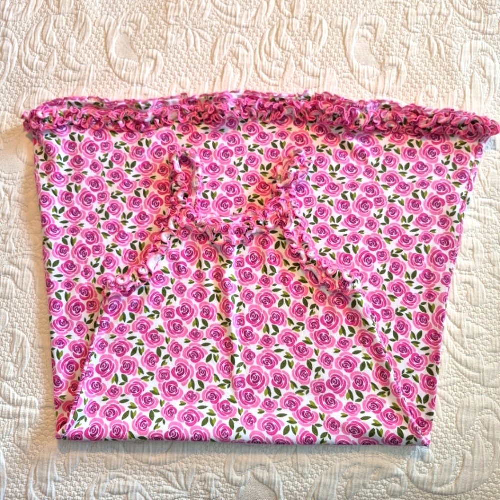 Sara's Prints girls size 8 rose designed sleeveless nightgown EUC